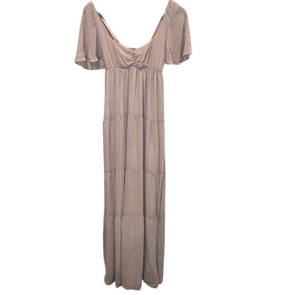 Show Me Your Mumu Nicole Maxi Dune Luxe Satin Dress Soft Beige Size Small NWT - Picture 2 of 15